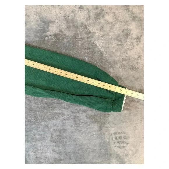 SHEIN MOD Green Corduroy Cropped Top Lace Trim Puff Sleeve L - Picture 5 of 6